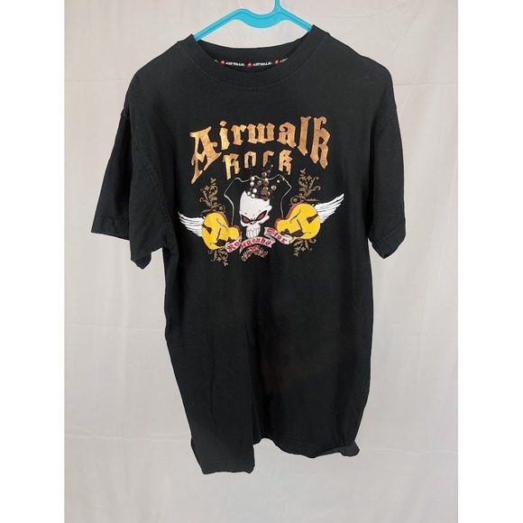 Airwalk Other - Airwalk Rock Skull Guitar Graphic T-Shirt Black Studded Mens Medium Cotton Tee